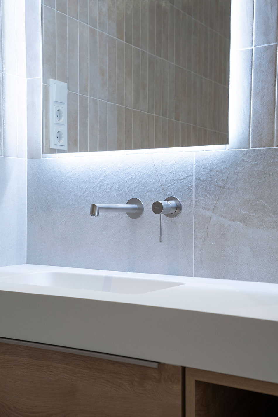 baño, espejo, griferia, interiores