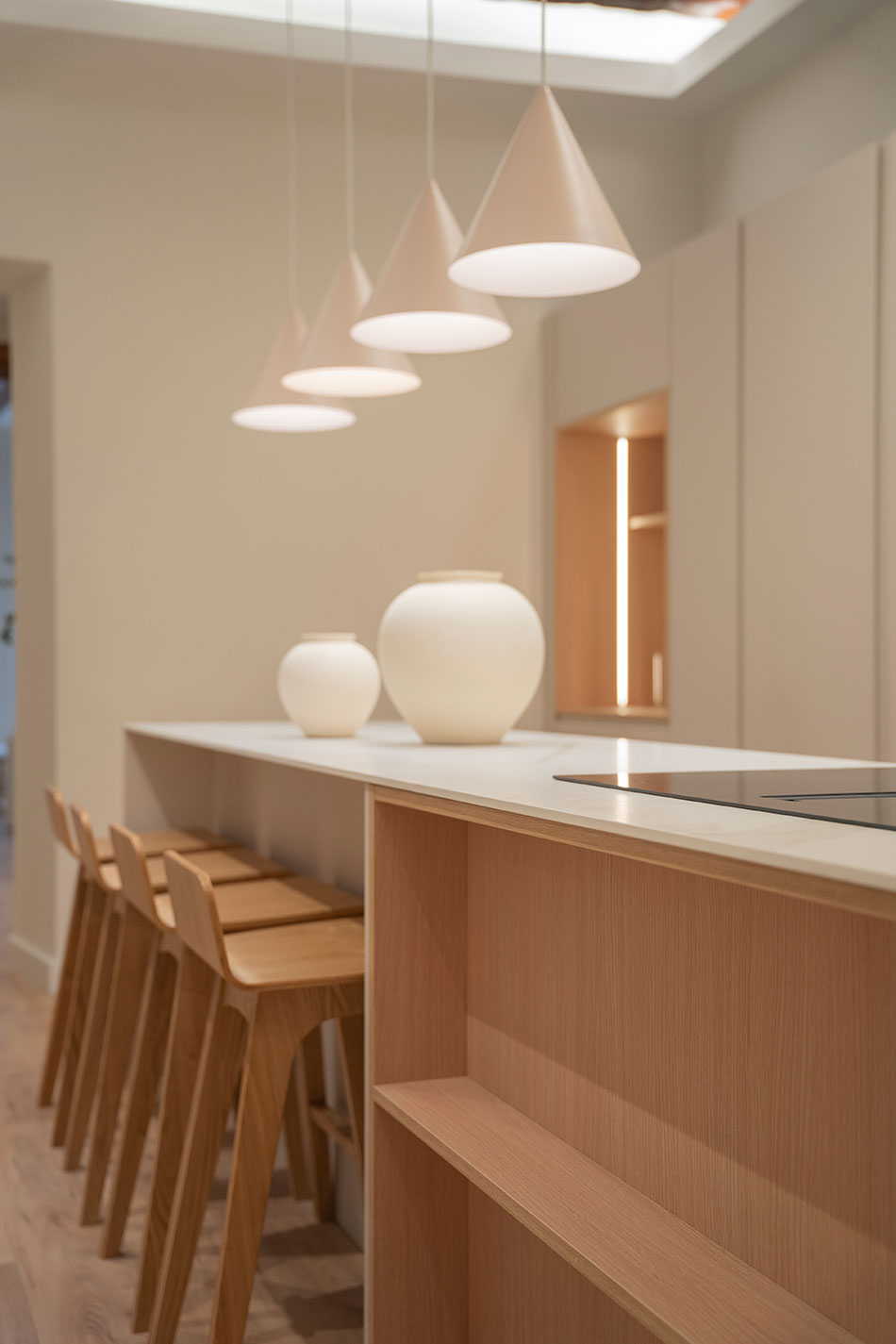 cocina, interior, decoración, iluminación, ideas