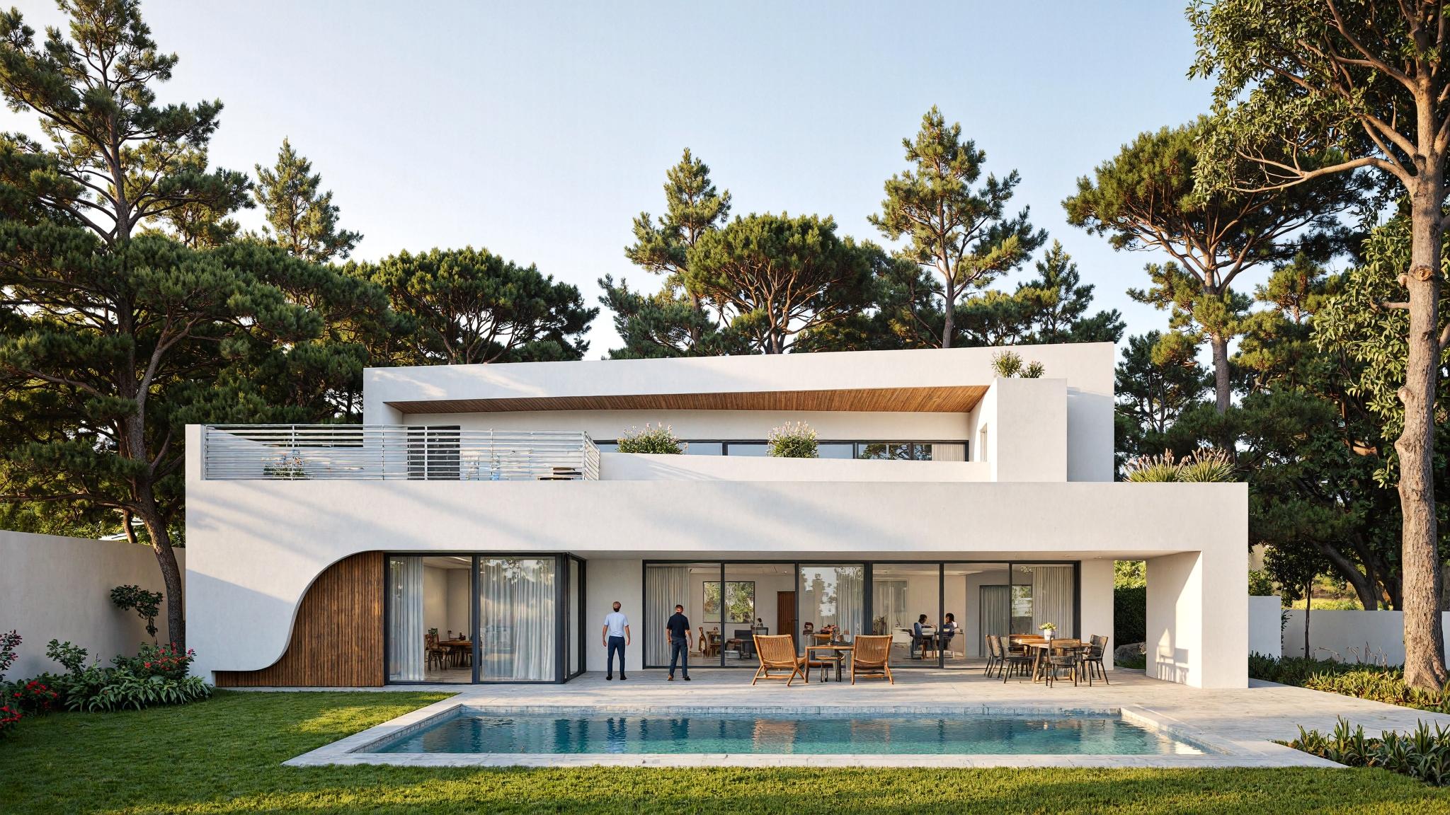 casa unifamiliar arquitectura minimalista, mediterránea, catalan coast